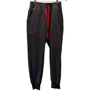 FIGS Womens Zamora Jogger Scrub Pant Gray Vented Mid Rise Cargo Pockets S petite